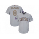 Women's Majestic Chicago Cubs #8 Andre Dawson Authentic Gray 2017 Gold Champion MLB Jersey