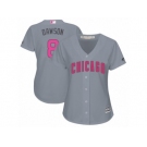 Women's Majestic Chicago Cubs #8 Andre Dawson Authentic Grey Mother's Day Cool Base MLB Jersey