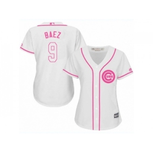 Women's Majestic Chicago Cubs #9 Javier Baez Authentic White Fashion MLB Jersey