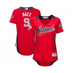 Women's Majestic Chicago Cubs #9 Javier Baez Game Red National League 2018 MLB All-Star MLB Jersey