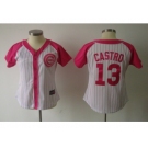 women mlb chicago cubs #13 castro white pink[2012]