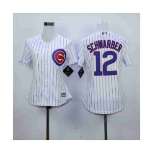 women mlb jerseys chicago cubs #12 schwarber white(blue strip)][schwarber]