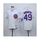 women mlb jerseys chicago cubs #49 arrieta white(blue strip)
