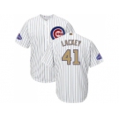 Youth Chicago Cubs #41 John Lackey White(Blue Strip) 2017 Gold Program Cool Base Stitched MLB Jersey