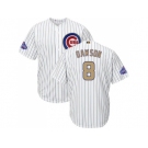 Youth Chicago Cubs #8 Andre Dawson White(Blue Strip) 2017 Gold Program Cool Base Stitched MLB Jersey