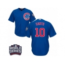 Youth Majestic Chicago Cubs #10 Ron Santo Authentic Royal Blue Alternate 2016 World Series Bound Cool Base MLB Jersey