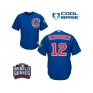 Youth Majestic Chicago Cubs #12 Kyle Schwarber Authentic Royal Blue Alternate 2016 World Series Bound Cool Base MLB Jersey