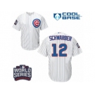 Youth Majestic Chicago Cubs #12 Kyle Schwarber Authentic White Home 2016 World Series Bound Cool Base MLB Jersey