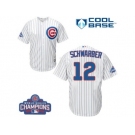 Youth Majestic Chicago Cubs #12 Kyle Schwarber Authentic White Home 2016 World Series Champions Cool Base MLB Jersey