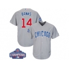 Youth Majestic Chicago Cubs #14 Ernie Banks Authentic Grey Road 2016 World Series Champions Cool Base MLB Jersey