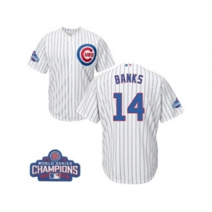 Youth Majestic Chicago Cubs #14 Ernie Banks Authentic White Home 2016 World Series Champions Cool Base MLB Jersey