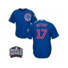 Youth Majestic Chicago Cubs #17 Kris Bryant Authentic Royal Blue Alternate 2016 World Series Bound Cool Base MLB Jersey