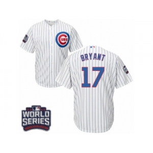 Youth Majestic Chicago Cubs #17 Kris Bryant Authentic White Home 2016 World Series Bound Cool Base MLB Jersey