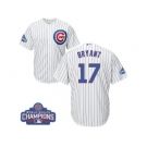 Youth Majestic Chicago Cubs #17 Kris Bryant Authentic White Home 2016 World Series Champions Cool Base MLB Jersey