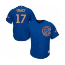 Youth Majestic Chicago Cubs #17 Mark Grace Authentic Royal Blue 2017 Gold Champion Cool Base MLB Jersey