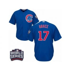 Youth Majestic Chicago Cubs #17 Mark Grace Authentic Royal Blue Alternate 2016 World Series Bound Cool Base MLB Jersey