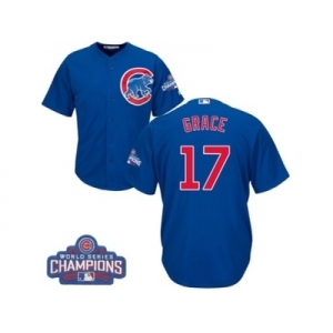 Youth Majestic Chicago Cubs #17 Mark Grace Authentic Royal Blue Alternate 2016 World Series Champions Cool Base MLB Jersey