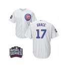 Youth Majestic Chicago Cubs #17 Mark Grace Authentic White Home 2016 World Series Bound Cool Base MLB Jersey