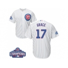 Youth Majestic Chicago Cubs #17 Mark Grace Authentic White Home 2016 World Series Champions Cool Base MLB Jersey