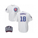 Youth Majestic Chicago Cubs #18 Ben Zobrist Authentic White Home 2016 World Series Bound Cool Base MLB Jersey