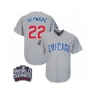 Youth Majestic Chicago Cubs #22 Jason Heyward Authentic Grey Road 2016 World Series Bound Cool Base MLB Jersey