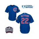 Youth Majestic Chicago Cubs #22 Jason Heyward Authentic Royal Blue Alternate 2016 World Series Bound Cool Base MLB Jersey