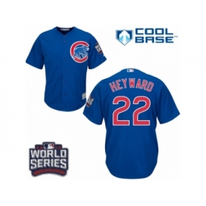 Youth Majestic Chicago Cubs #22 Jason Heyward Authentic Royal Blue Alternate 2016 World Series Bound Cool Base MLB Jersey