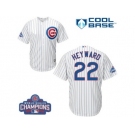 Youth Majestic Chicago Cubs #22 Jason Heyward Authentic White Home 2016 World Series Champions Cool Base MLB Jersey