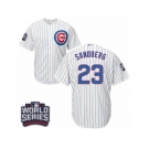 Youth Majestic Chicago Cubs #23 Ryne Sandberg Authentic White Home 2016 World Series Bound Cool Base MLB Jersey