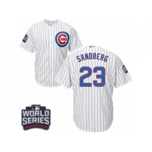Youth Majestic Chicago Cubs #23 Ryne Sandberg Authentic White Home 2016 World Series Bound Cool Base MLB Jersey