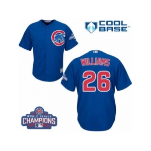 Youth Majestic Chicago Cubs #26 Billy Williams Authentic Royal Blue Alternate 2016 World Series Champions Cool Base MLB Jersey