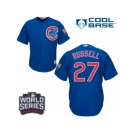 Youth Majestic Chicago Cubs #27 Addison Russell Authentic Royal Blue Alternate 2016 World Series Bound Cool Base MLB Jersey