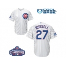 Youth Majestic Chicago Cubs #27 Addison Russell Authentic White Home 2016 World Series Champions Cool Base MLB Jersey