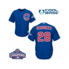 Youth Majestic Chicago Cubs #28 Kyle Hendricks Authentic Royal Blue Alternate 2016 World Series Champions Cool Base MLB Jersey