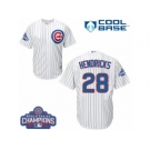 Youth Majestic Chicago Cubs #28 Kyle Hendricks Authentic White Home 2016 World Series Champions Cool Base MLB Jersey