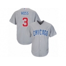 Youth Majestic Chicago Cubs #3 David Ross Authentic Grey Road Cool Base MLB Jersey