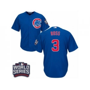 Youth Majestic Chicago Cubs #3 David Ross Authentic Royal Blue Alternate 2016 World Series Bound Cool Base MLB Jersey