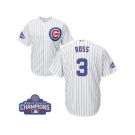 Youth Majestic Chicago Cubs #3 David Ross Authentic White Home 2016 World Series Champions Cool Base MLB Jersey