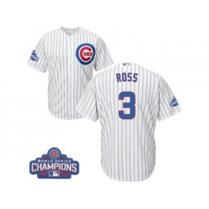 Youth Majestic Chicago Cubs #3 David Ross Authentic White Home 2016 World Series Champions Cool Base MLB Jersey