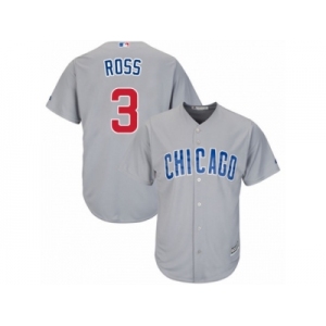 Youth Majestic Chicago Cubs #3 David Ross Replica Grey Road Cool Base MLB Jersey