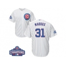 Youth Majestic Chicago Cubs #31 Greg Maddux Authentic White Home 2016 World Series Champions Cool Base MLB Jersey