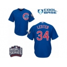 Youth Majestic Chicago Cubs #34 Jon Lester Authentic Royal Blue Alternate 2016 World Series Bound Cool Base MLB Jersey