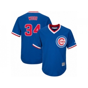 Youth Majestic Chicago Cubs #34 Kerry Wood Authentic Royal Blue Cooperstown Cool Base MLB Jersey