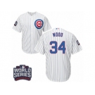 Youth Majestic Chicago Cubs #34 Kerry Wood Authentic White Home 2016 World Series Bound Cool Base MLB Jersey