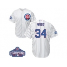 Youth Majestic Chicago Cubs #34 Kerry Wood Authentic White Home 2016 World Series Champions Cool Base MLB Jersey