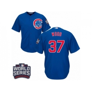 Youth Majestic Chicago Cubs #37 Travis Wood Authentic Royal Blue Alternate 2016 World Series Bound Cool Base MLB Jersey