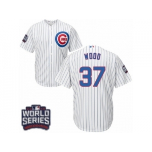 Youth Majestic Chicago Cubs #37 Travis Wood Authentic White Home 2016 World Series Bound Cool Base MLB Jersey