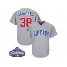 Youth Majestic Chicago Cubs #38 Carlos Zambrano Authentic Grey Road 2016 World Series Champions Cool Base MLB Jersey