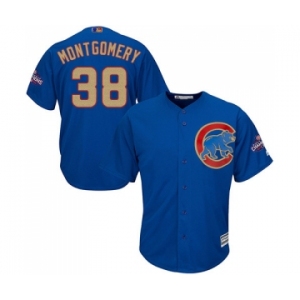 Youth Majestic Chicago Cubs #38 Mike Montgomery Authentic Royal Blue 2017 Gold Champion Cool Base MLB Jersey