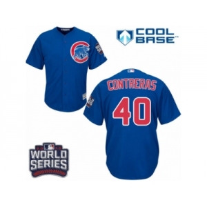 Youth Majestic Chicago Cubs #40 Willson Contreras Authentic Royal Blue Alternate 2016 World Series Bound Cool Base MLB Jersey